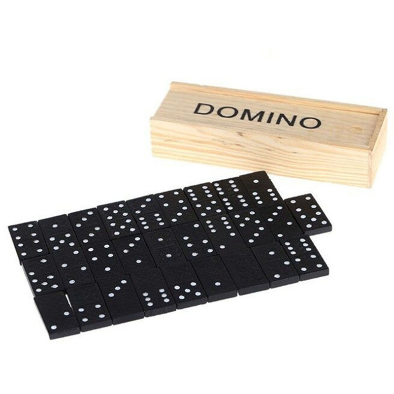 Kids Outdoor Bench Table - 28pcs/Set Wooden Domino Board Games Table