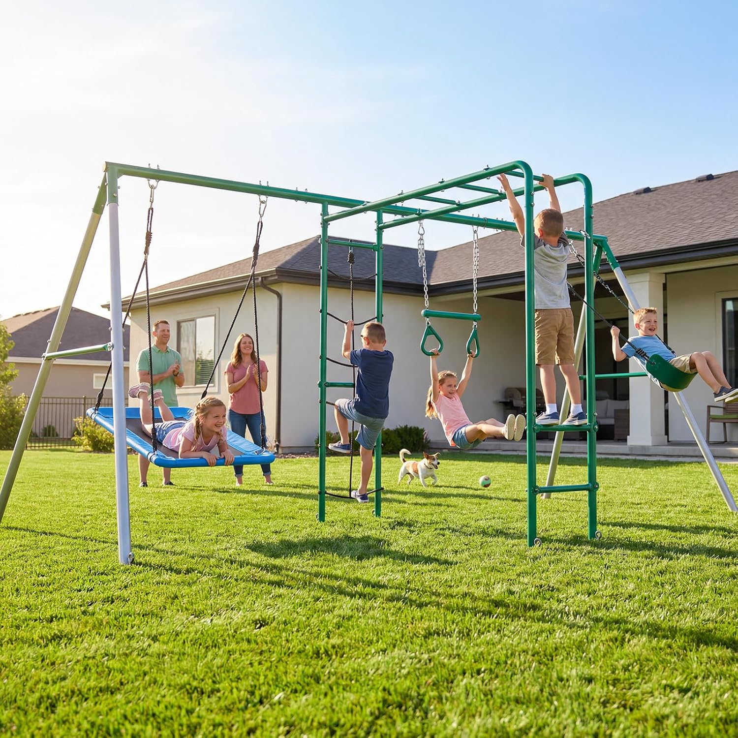 Kids Outdoor Monkey Bars - Backyard Swing Set with Monkey Bars