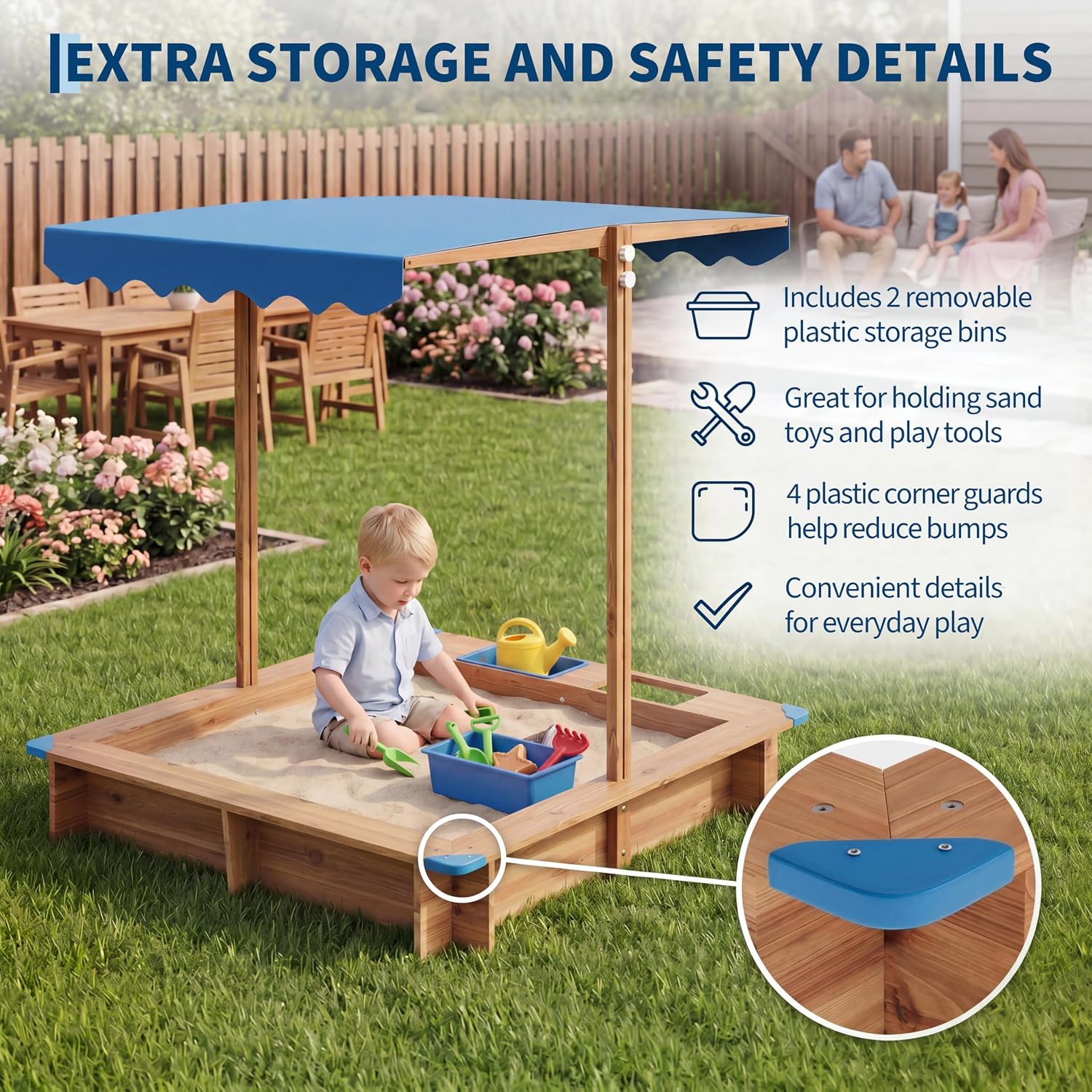 Kids Outdoor Sandbox - Children Outdoor Sand Pit Kids Playground