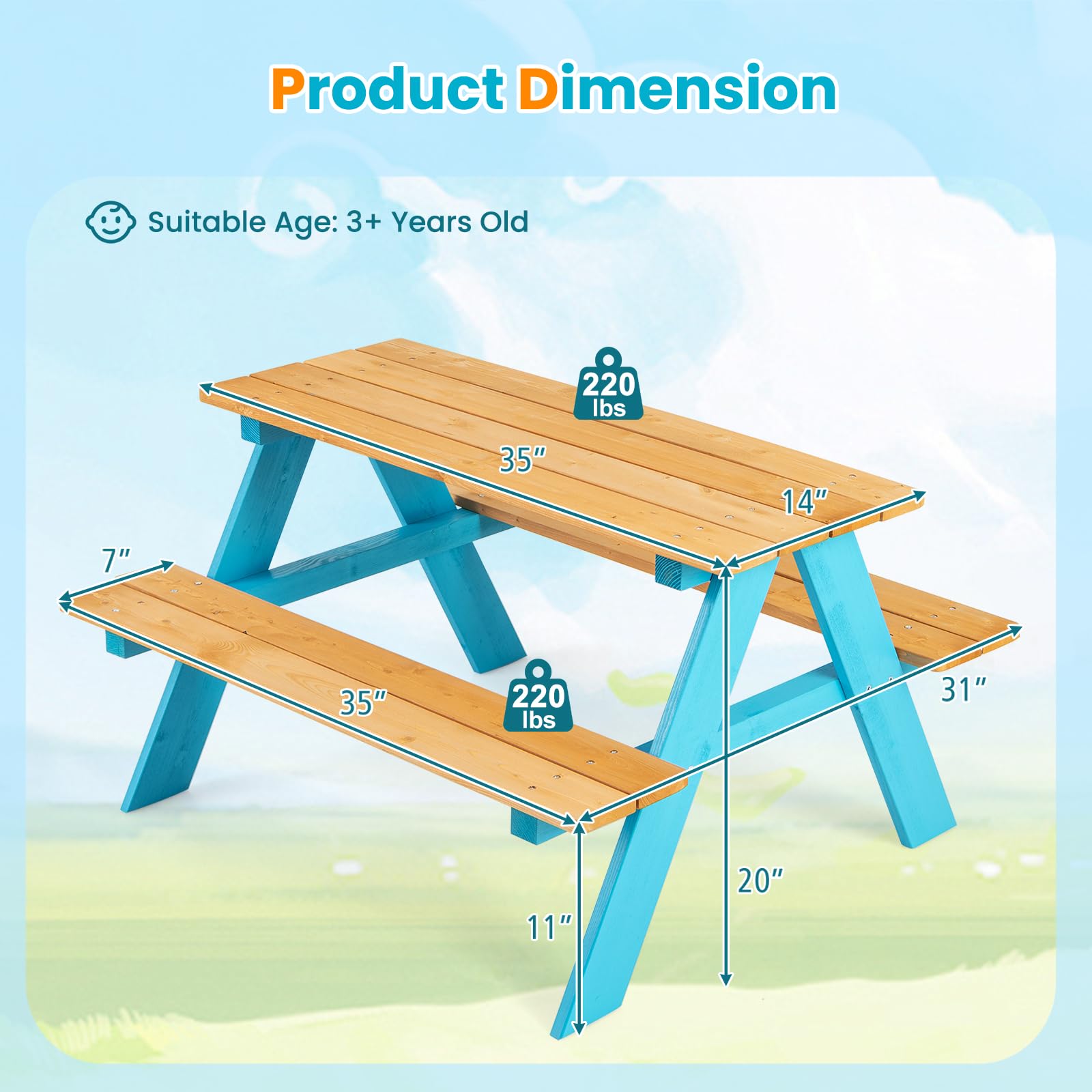 Z-CREAT Kids Wooden Outdoor Pi - Kids Outdoor Bench Table recension och pris