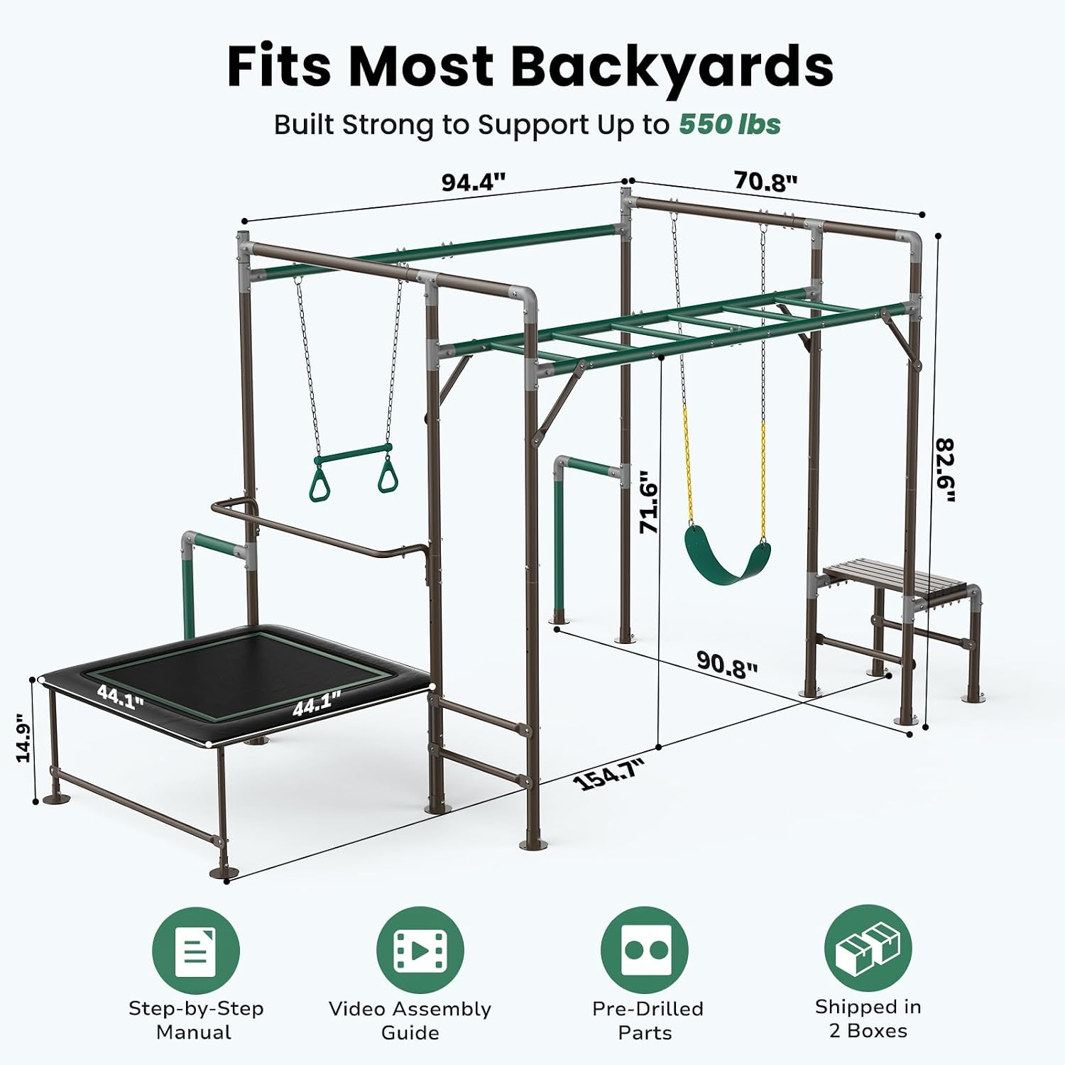 Outdoor Jungle Gym with Monkey - Kids Outdoor Monkey Bars recension och pris