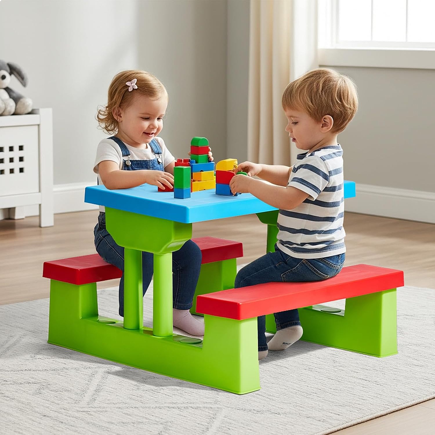 JOYMOR Kids Picnic Table with  - Kids Outdoor Bench Table recension och pris