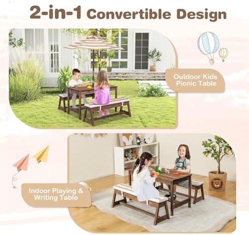 Kids Picnic Table, Outdoor Woo - Kids Outdoor Bench Table recension och pris