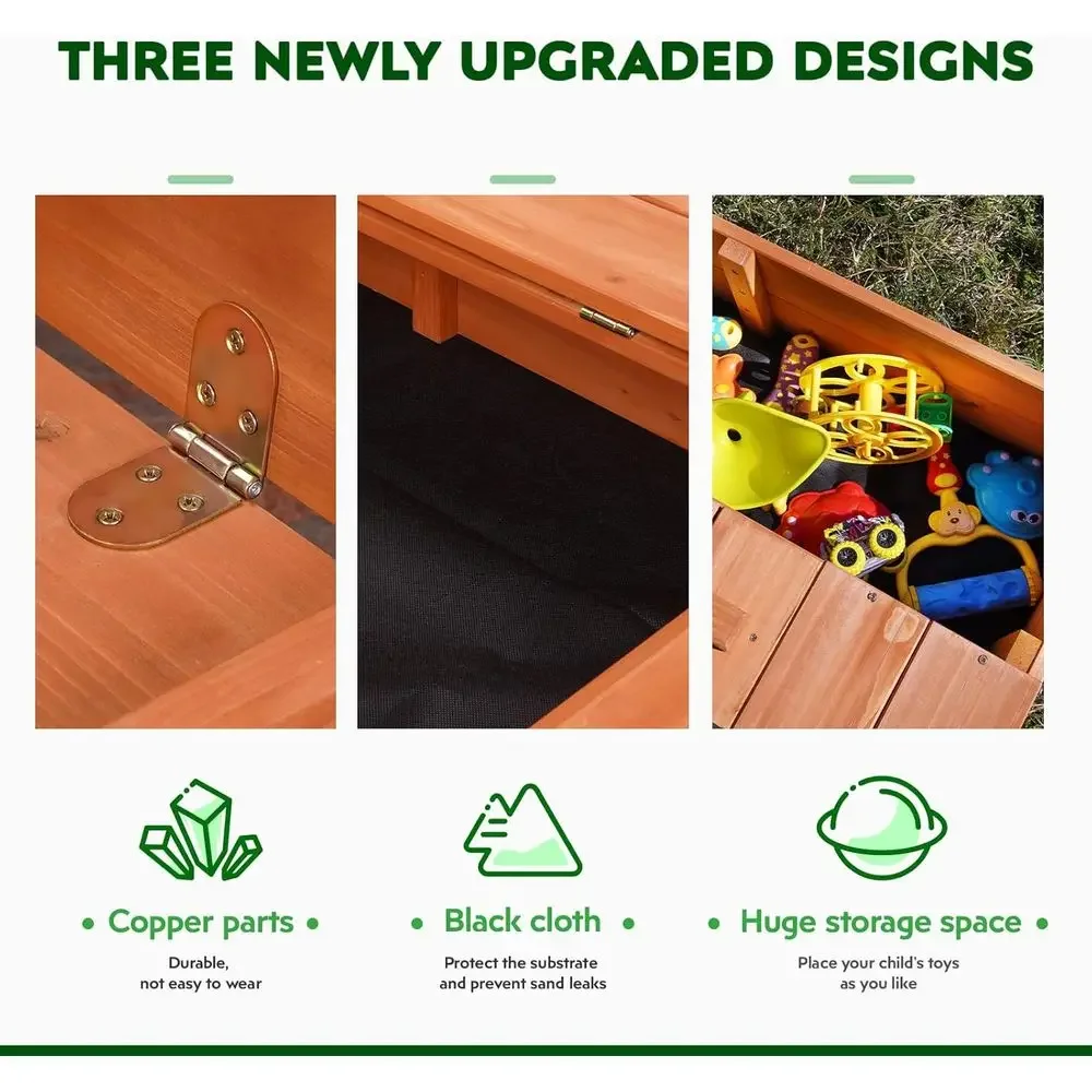 Kids Wooden Outdoor Sandbox wi - Kids Outdoor Bench Table recension och pris