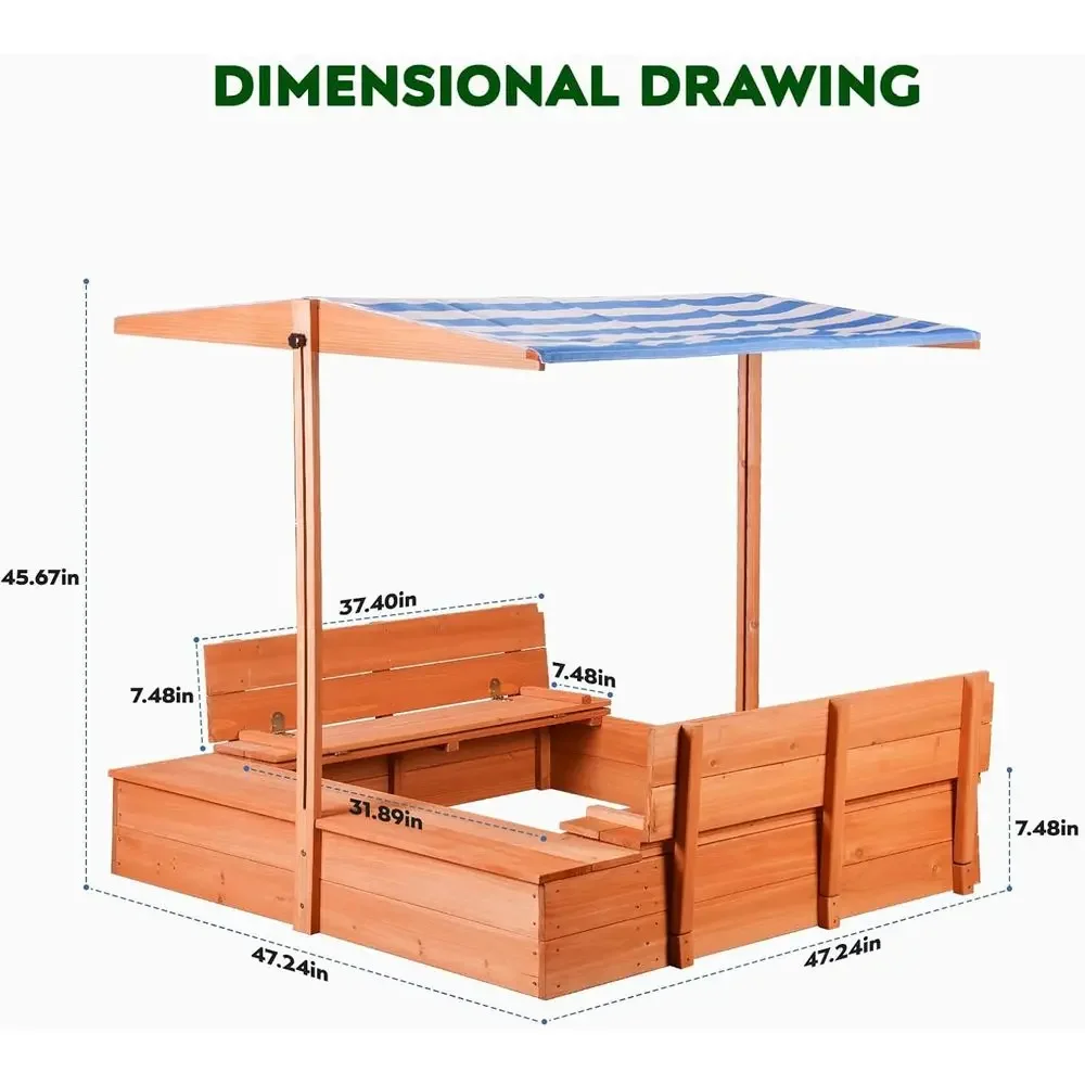 Kids Wooden Outdoor Sandbox wi - Kids Outdoor Bench Table recension och pris