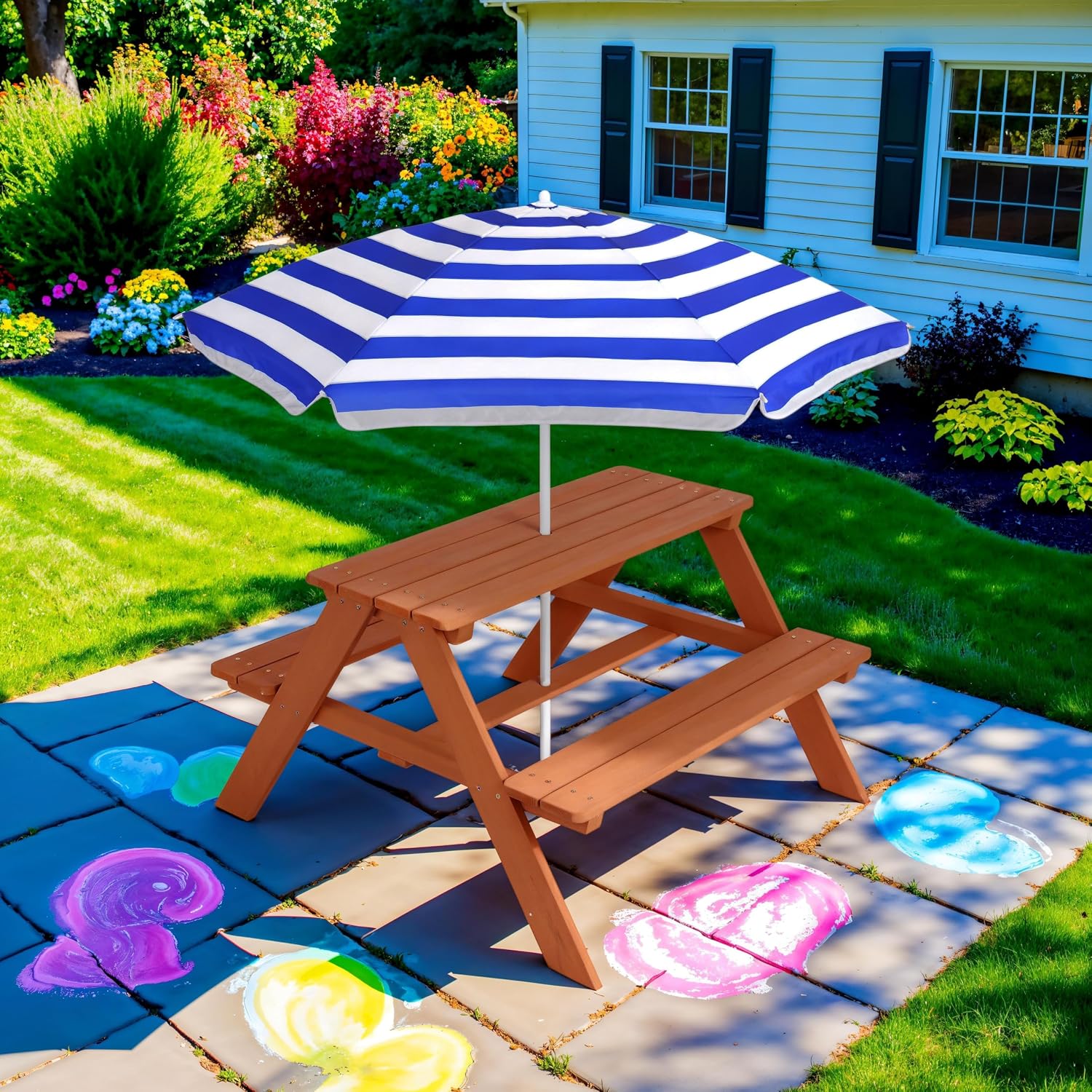 Wooden Kids Picnic Table with  - Kids Outdoor Bench Table recension och pris