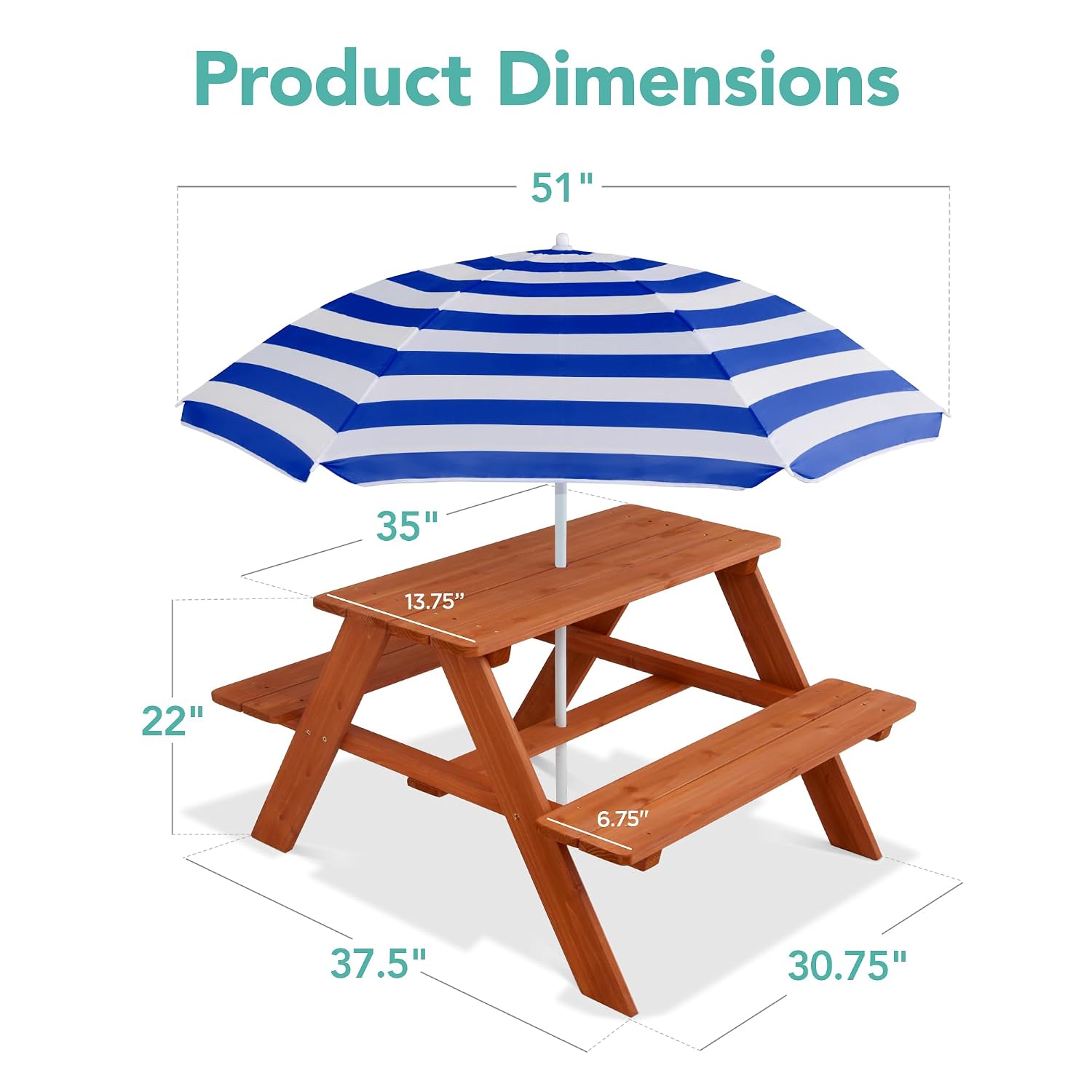 Wooden Kids Picnic Table with  - Kids Outdoor Bench Table recension och pris