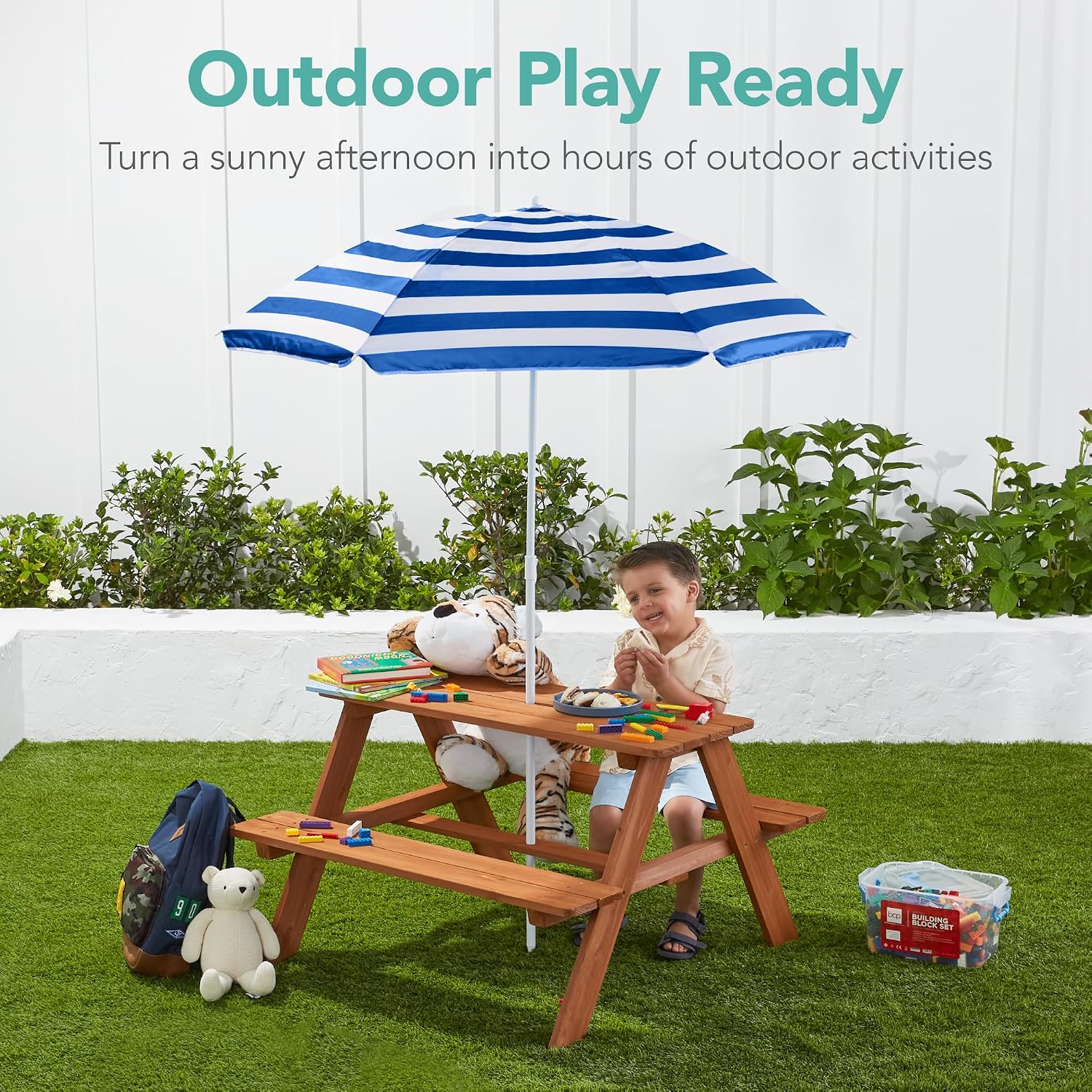 Wooden Kids Picnic Table with  - Kids Outdoor Bench Table recension och pris
