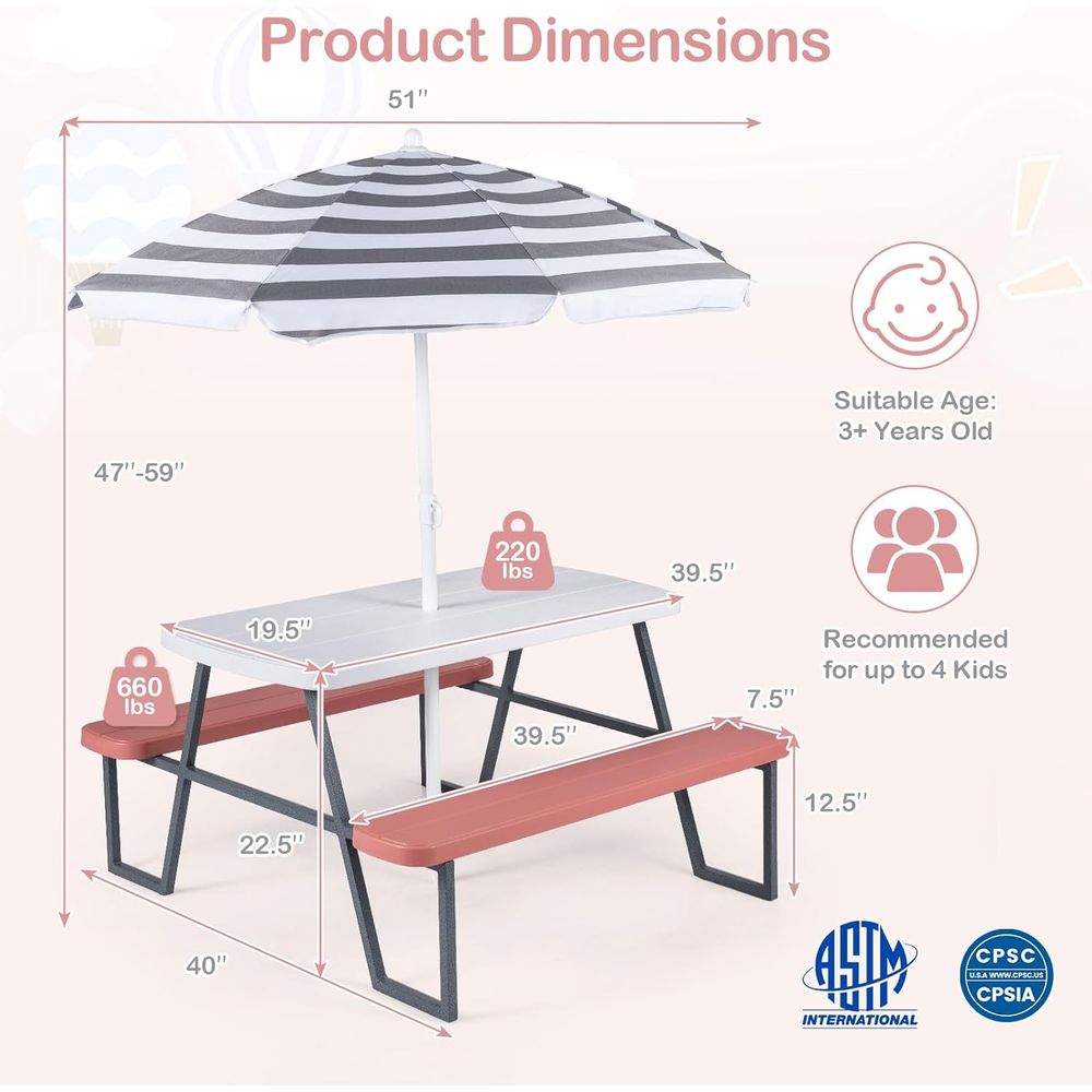 Kids Picnic Table, Toddler Out - Kids Outdoor Bench Table recension och pris